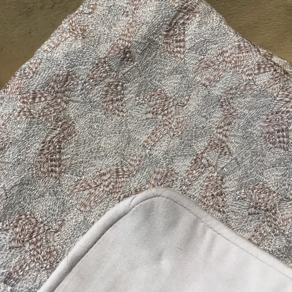 TWO Hotel Collection Highlands EURO Embroidered Pillowshams Beige NWOT
